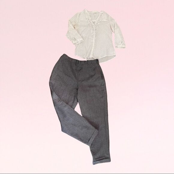 Herman Geist Women's Gray and‎ Black Vintage Wool Herringbone Trousers - Picture 1 of 6